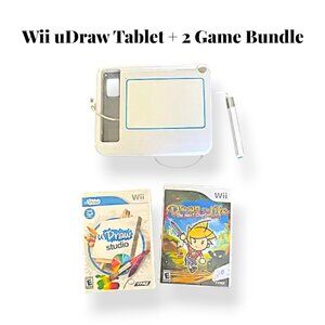 SOLD Wii Udraw Console & 2 Game Set Bundle - Udraw Studio & Drawn for Life Games